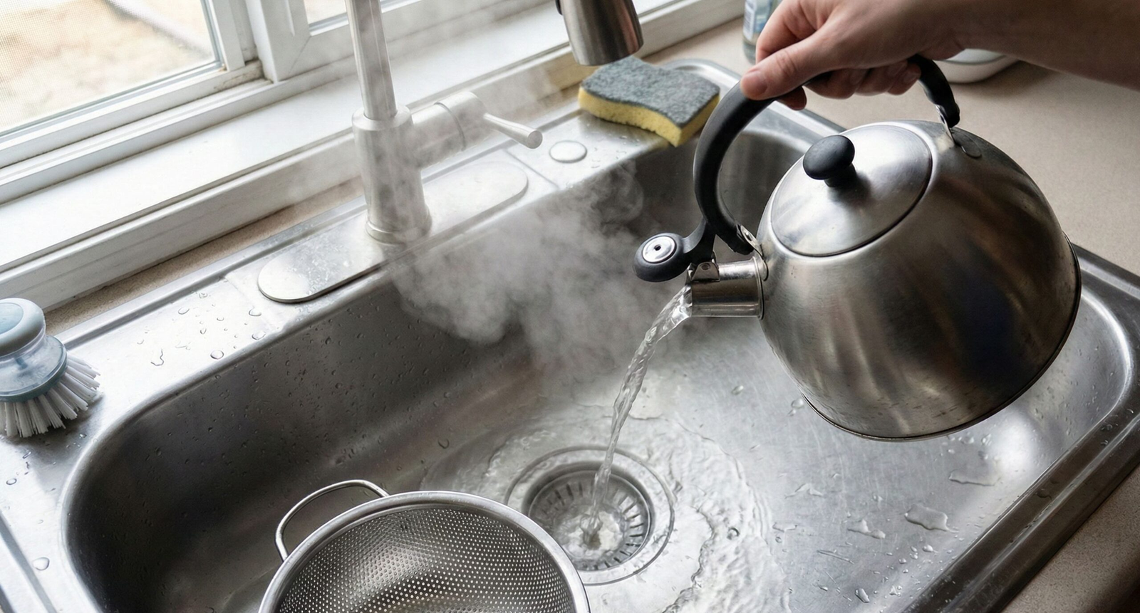 can you pour boiling water down the drain